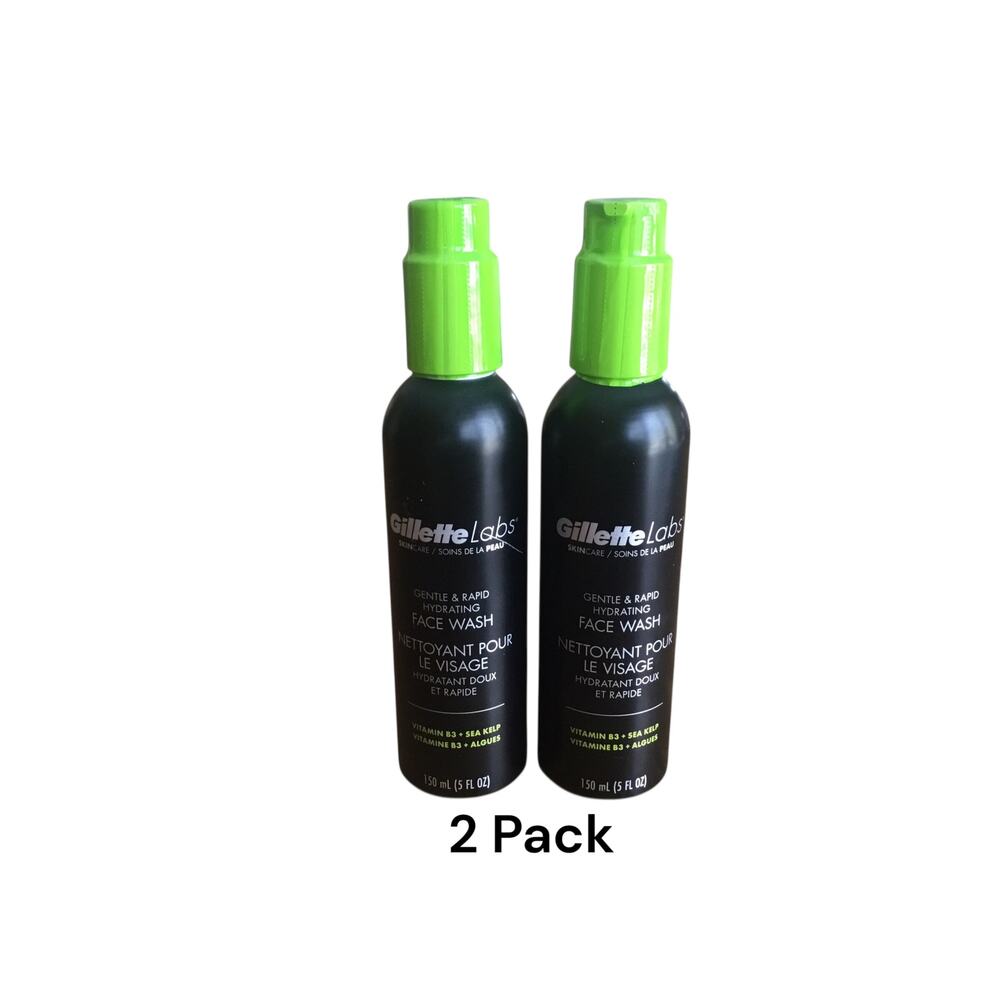 2 Pack Gillette Labs Face Wash Gentle Rapid Hydrating Vitamin B3 Sea Kelp 5 oz